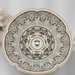 Luxury designer floral table top wash basin with scalloped round shape, multicolour decorative pattern and 420 × 420 × 150 mm size