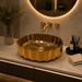 Luxury gold ceramic oval vessel wash basin with decorative scalloped exterior by Bassino