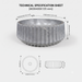 Luxury grey marble-finish round table top wash basin with white veining, fluted exterior design and 400 × 400 × 135 mm size.