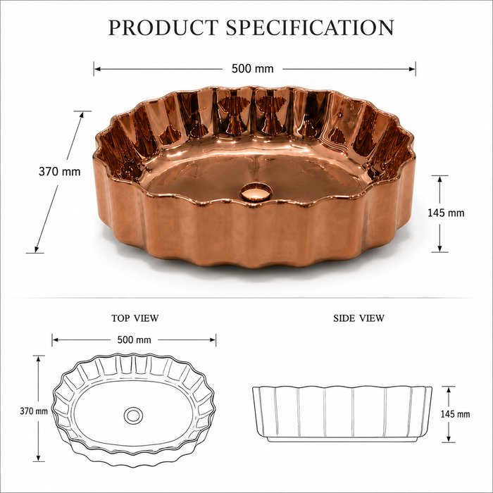 Luxury rose gold ceramic vessel wash basin for modern bathroom vanity by Bassino
