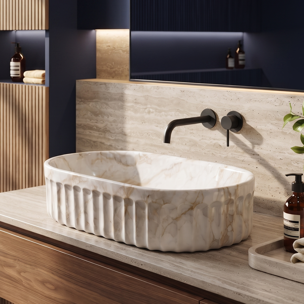 Premium Designer Table top/Counter top Wash Basin/Vessel sink (22x14x6 In) Marble2
