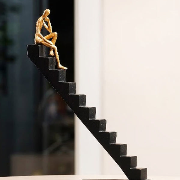 The Ascent of Reflection Resin Human on Stairs Table Showpiece (BSP-8057) L 29 W 7 H 35 CM