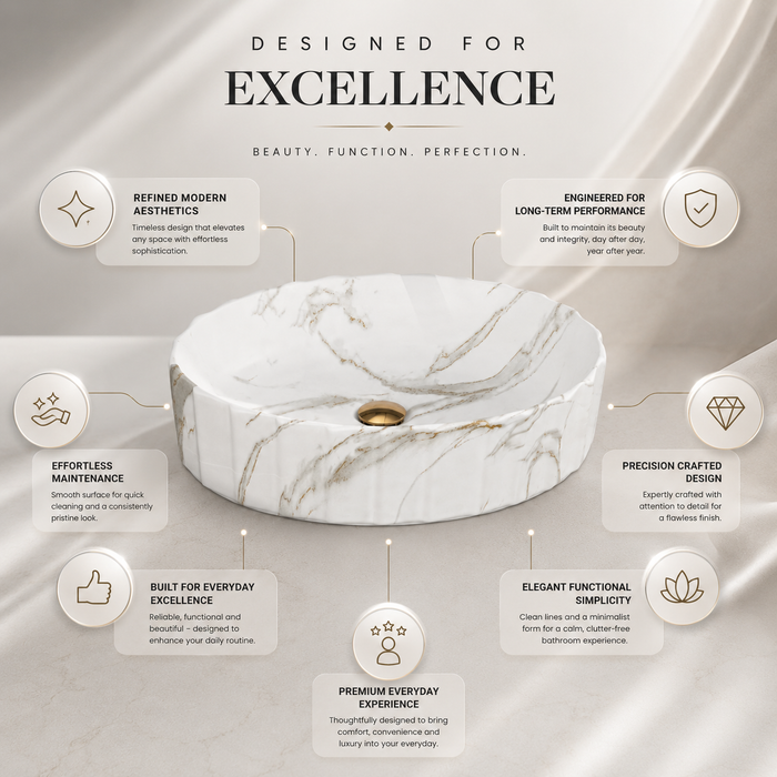 Marble Finish Designer Oval Countertop Bathroom Wash Basin 