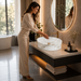 Marble Finish Designer Oval Countertop Bathroom Wash Basin 