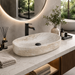 Marble Oval Countertop Long Wash Basin 