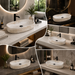 Marble Oval Countertop Long Wash Basin 