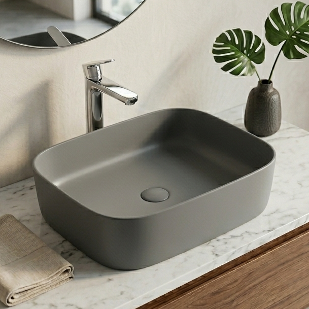 Matte Gray Melamine Wash Basin
