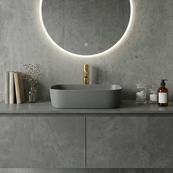 Matte Gray Melamine Wash Basin