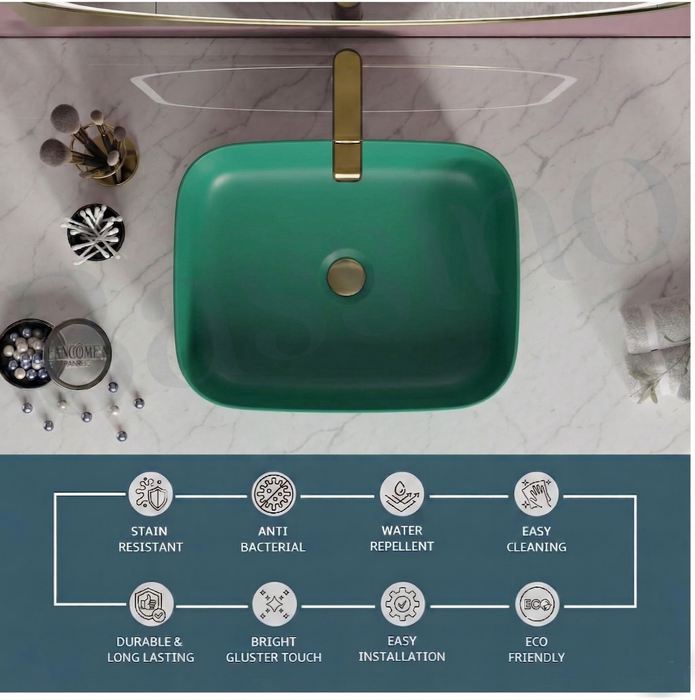 Matte Green Melamine Wash Basin