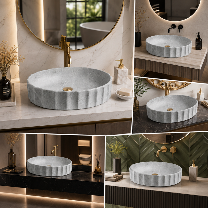 Matte Marble Finish Designer Oval Countertop Bathroom Wash Basin 