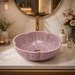 Matte Pink Moroccan ceramic flower shape wash basin  