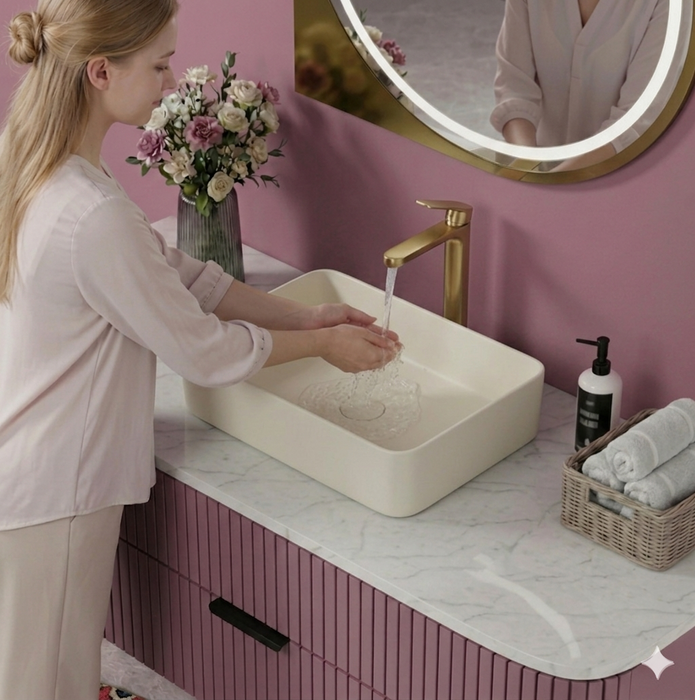 Modern Beige Melamine Wash Basin 6