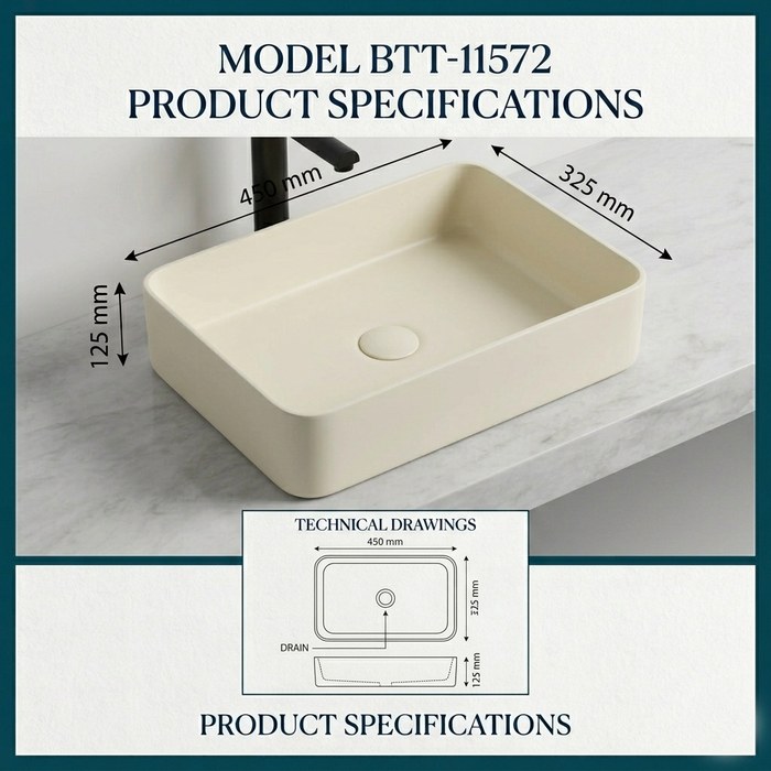 Modern Beige Melamine Wash Basin Size