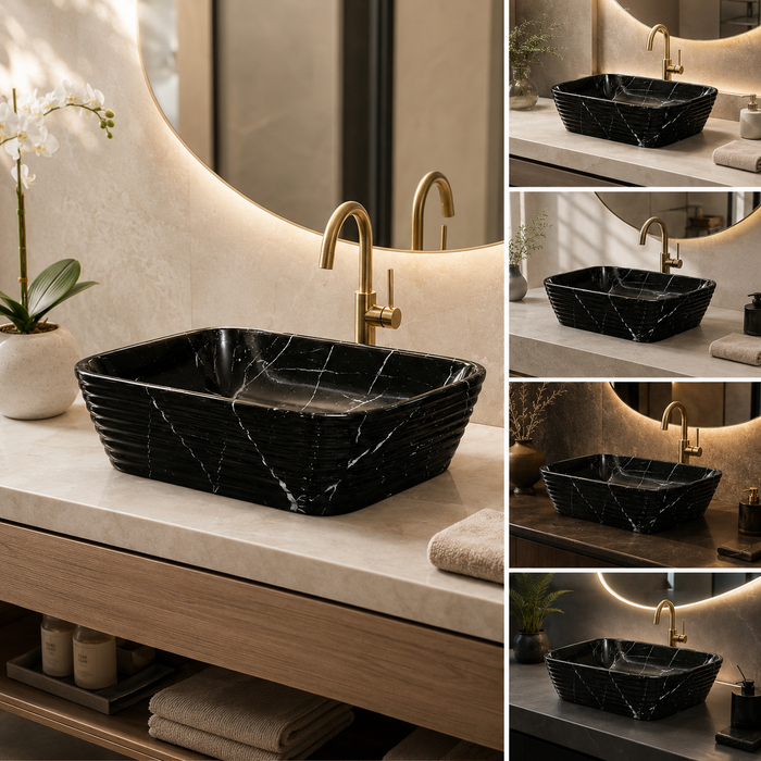 Modern Black Marble finish Countertop Wash Basin 