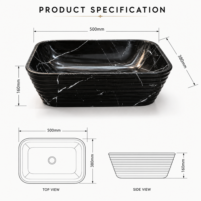 Modern Black Marble finish Countertop Wash Basin 