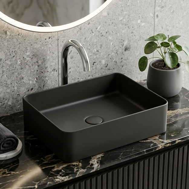 Modern Black Melamine Wash Basin