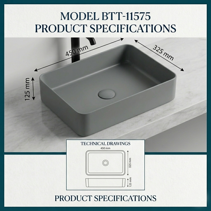  Modern Grey Melamine Wash Basin Size