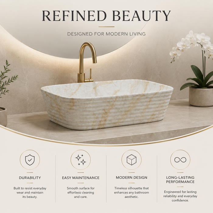 Modern Ivory Marble finish Countertop Wash Basin 