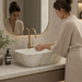 Modern Ivory Marble finish Countertop Wash Basin 