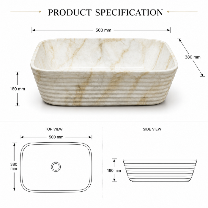 Modern Ivory Marble finish Countertop Wash Basin 