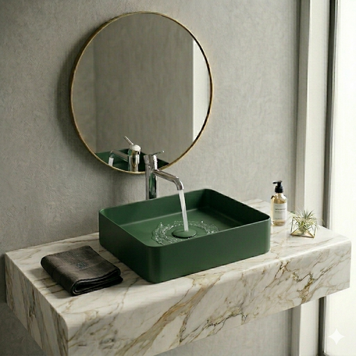Modern Matt Green Melamine Wash Basin