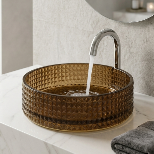Modern Round Transparent Glass Wash Basin 