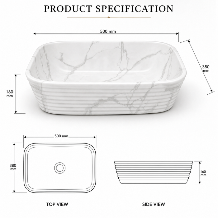 Modern White With Marble finish Countertop Wash Basin 