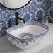 Moroccan Style Ceramic Wash Basin Blue & White