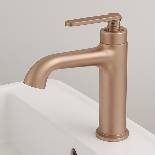 BASSINO Luxury Short Basin Mixer Tap Modern Faucet | 5 Years Warranty Brushed Rose Gold