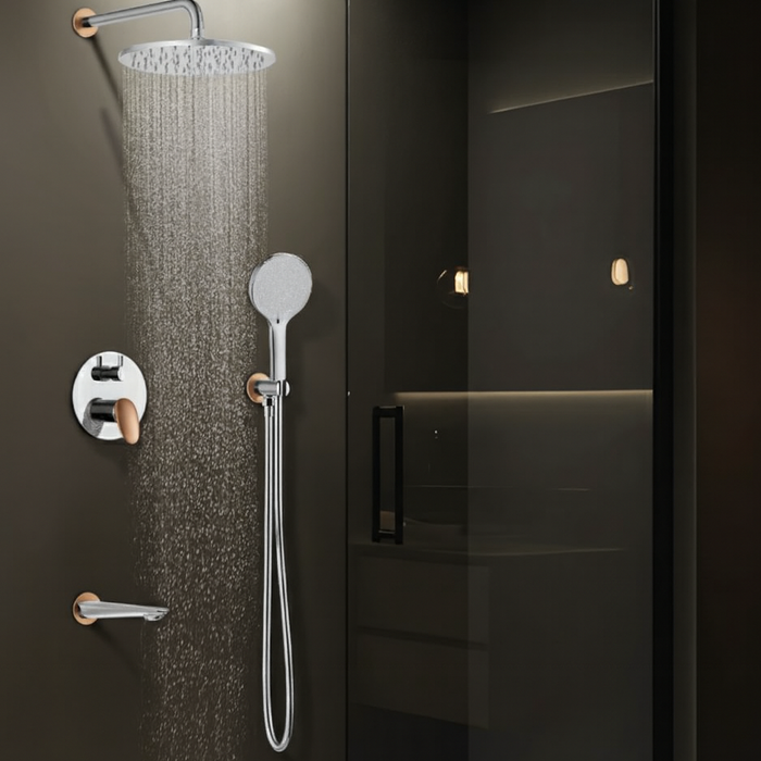 BASSINO Luxury Concealed Shower Set | Overhead Rain Shower with Hand Shower & Spout- 5 Years Warranty