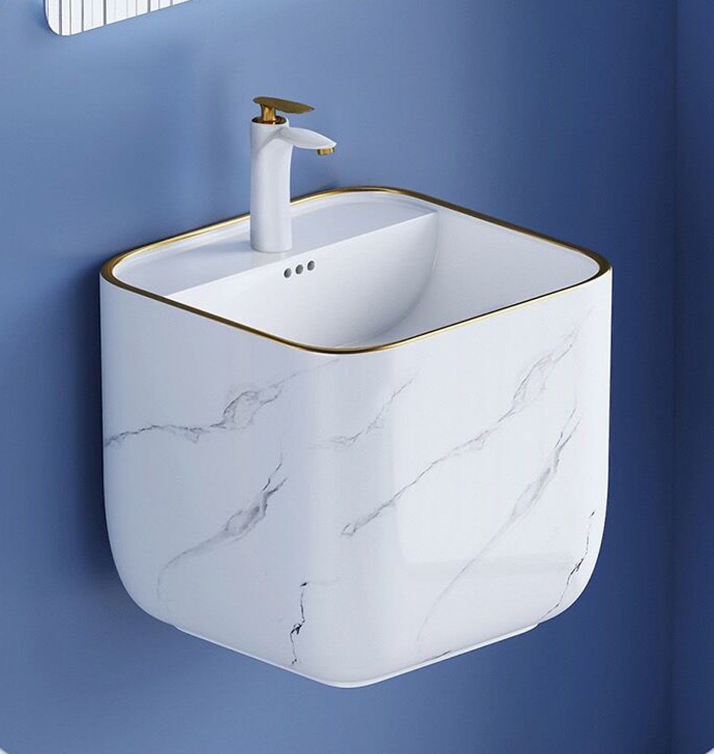 Bassino Oval Cut Ceramic Bathroom Wash Basin Wall Hung Mounting Bathroom Sinks(Size-450*420*400mm)