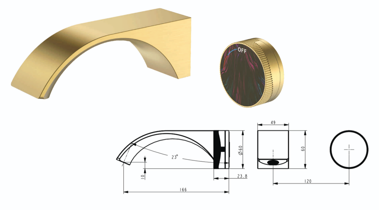BASSINO Wall Mount Basin Mixer | 59 Brass Concealed Body with ABS Embedded Box | Wanhai Valve | Neoperl Aerator - 5 Years Warranty Brushed Gold