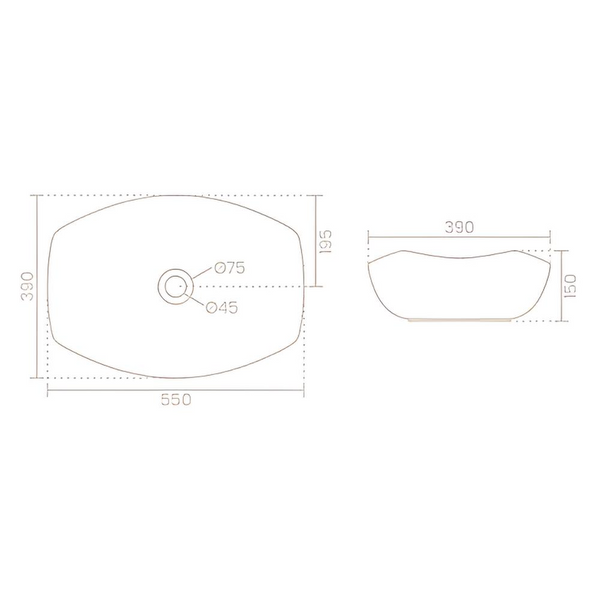 Premium Modern Ceramic White Oval Table Top Basin (OLIVIA) (550x390x150mm)
