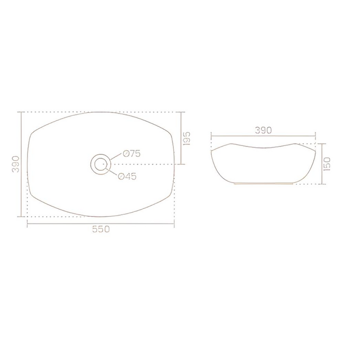 Premium Modern Ceramic White Oval Table Top Basin (OLIVIA) (550x390x150mm)