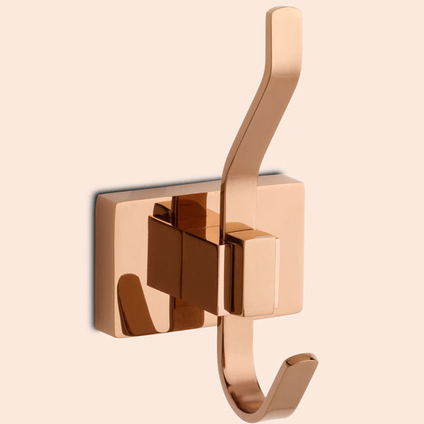 BASSINO Stylish Robe Hook For Bathroom/office/home/hotels-Brass-Chrome Glossy Finish Rose gold