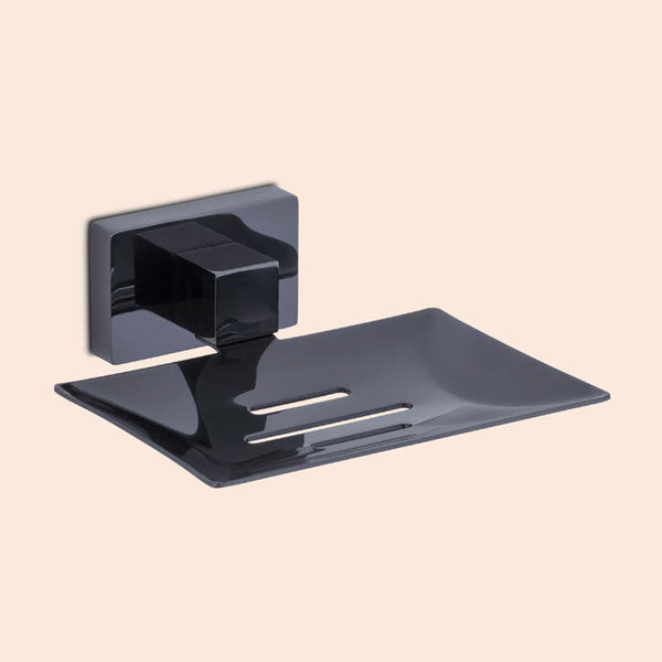 BASSINO Stylish Single Soap Dish For Bathroom/office/home/hotels-Brass-Chrome Glossy Finish Black