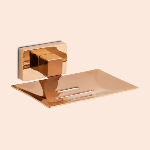 BASSINO Stylish Single Soap Dish For Bathroom/office/home/hotels-Brass-Chrome Glossy Finish Rose gold