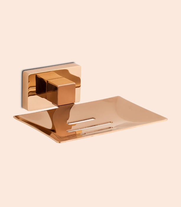 BASSINO Stylish Single Soap Dish For Bathroom/office/home/hotels-Brass-Chrome Glossy Finish