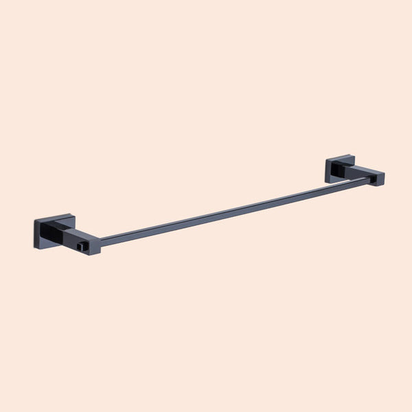 BASSINO Stylish Towel Rod For Bathroom/office/home/hotels-Brass-Chrome Glossy Finish Black 24"