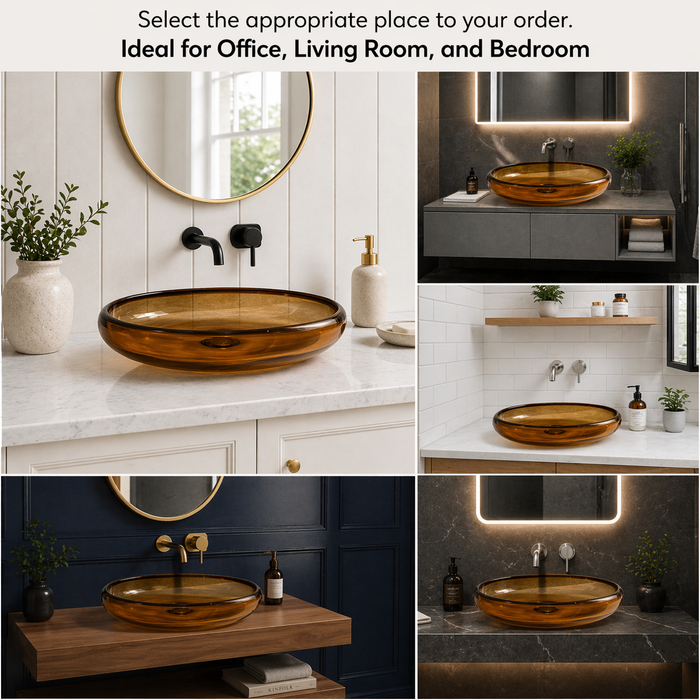 Oval Brown Transparent Resin Wash Basin 