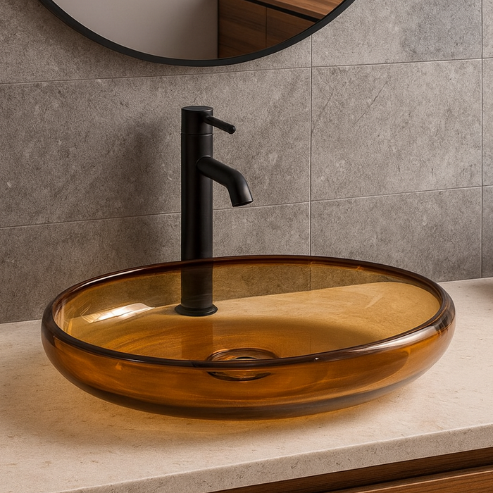 Oval Brown Transparent Resin Wash Basin 