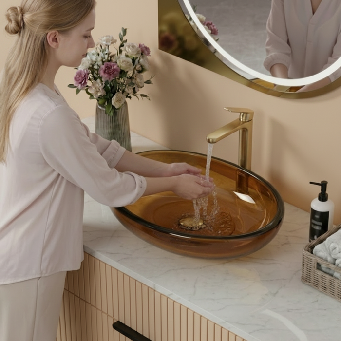 Oval Brown Transparent Resin Wash Basin  