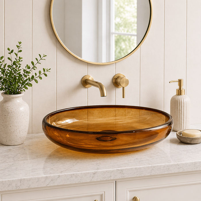 Oval Brown Transparent Resin Wash Basin