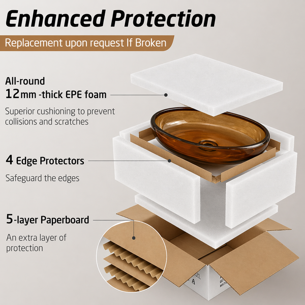 Bassino Modern Transparent Resin Wash Basin | Stylish Countertop Wash Basin for Bathroom –600x400x120 mm Brown