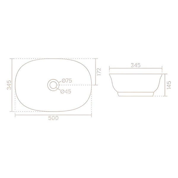 Premium Aesthetic Ceramic White Smooth Oval Table Top Basin (PETAL) (500x345x145 mm)