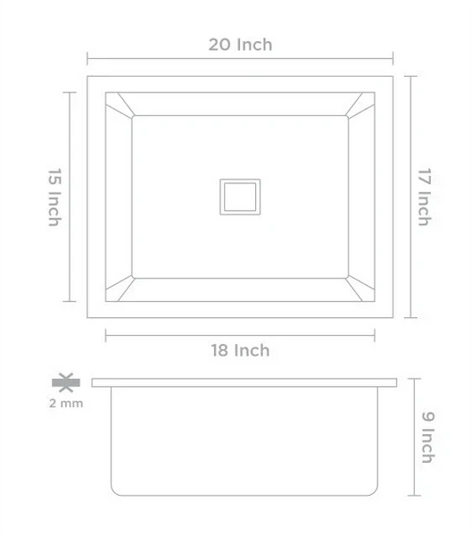Bassino Handmade 304 GRADE Kitchen Sink 20x17 Inch ,Satin Finish,25 years warranty