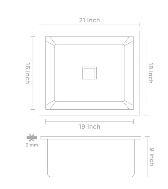 Bassino Handmade 304 GRADE Kitchen Sink 21x18 Inch ,Satin Finish