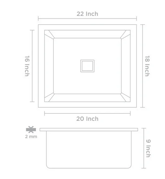 Bassino Handmade 304 GRADE Kitchen Sink 22x18 Inch ,Satin Finish, 25 Years Warranty