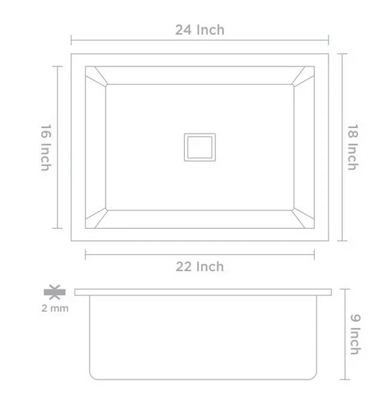 Bassino Handmade 304 GRADE Kitchen Sink 24x18 Inch ,Satin Finish,25 Years Warranty