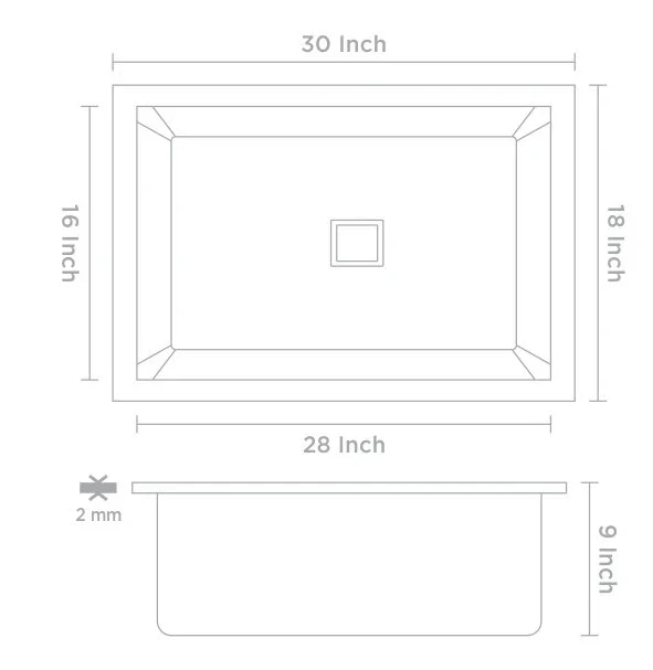 Bassino Handmade 304 GRADE Kitchen Sink 30x18 Inch ,Satin Finish